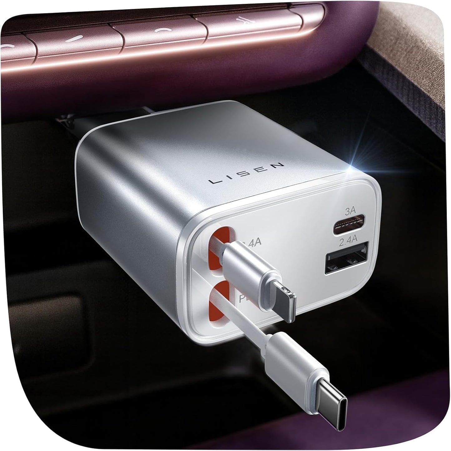Retractable Car Charger, for Valentines Day Gifts for Him Her, 69W Cars Adapter USB C Fast Charger for Iphone 17 15 12, Car Accessories Gadgets for Men, Anniversary Birthday Gifts for Men Women