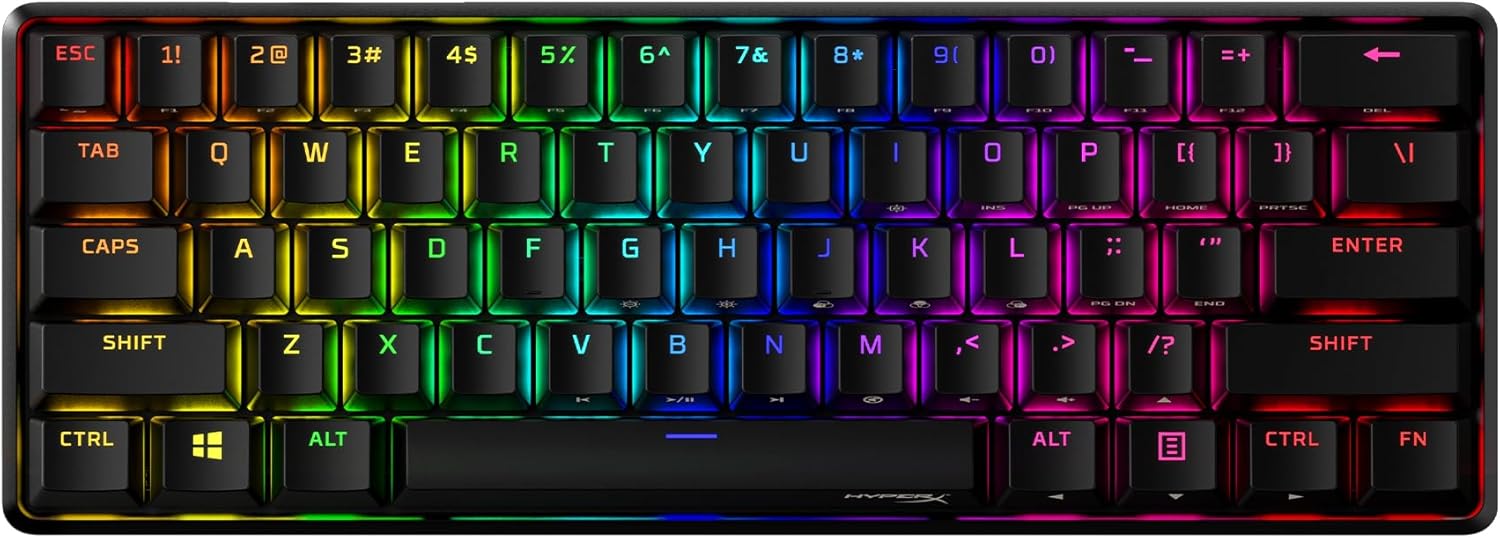 Alloy Origins 60 - Mechanical Gaming Keyboard, Ultra Compact 60% Form Factor, Double Shot PBT Keycaps, RGB LED Backlit, NGENUITY Software Compatible - Linear  Red Switch,Black