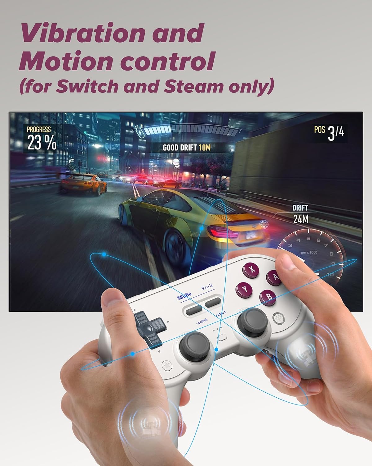 Pro 3 Bluetooth Controller with TMR Joysticks, Swappable ABXY Buttons, Pro Back Buttons, Charging Dock, Hall Effect Triggers for Switch/Switch 2, Windows, Apple, Steamos, Android (G Classic)